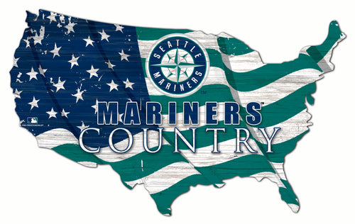 Seattle Mariners USA Shape Wood Sign