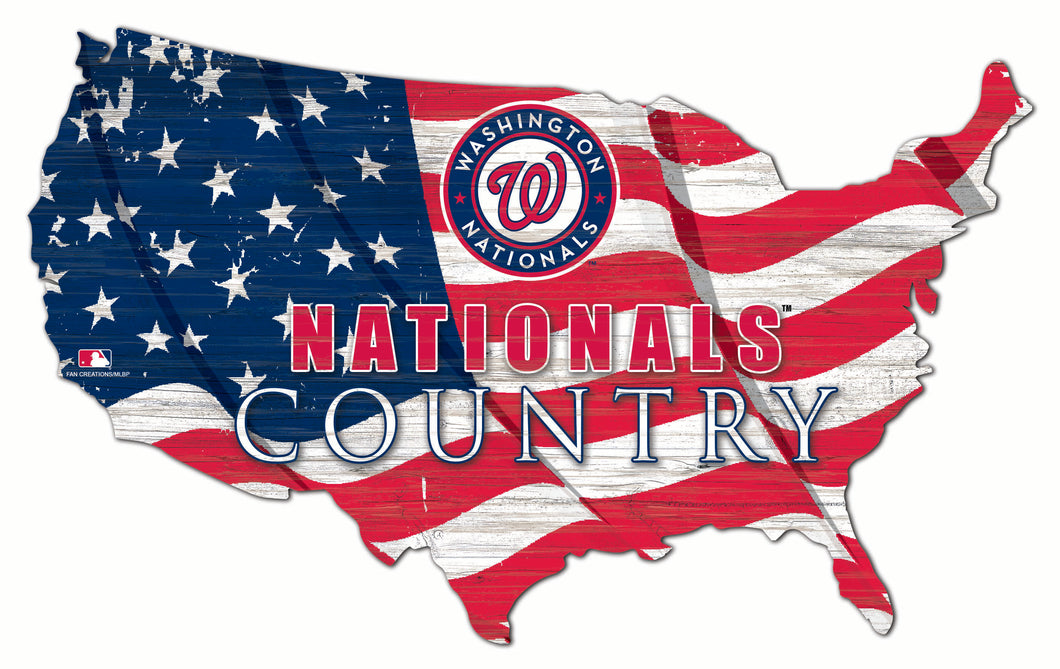 Washington Nationals USA Shape Wood Sign