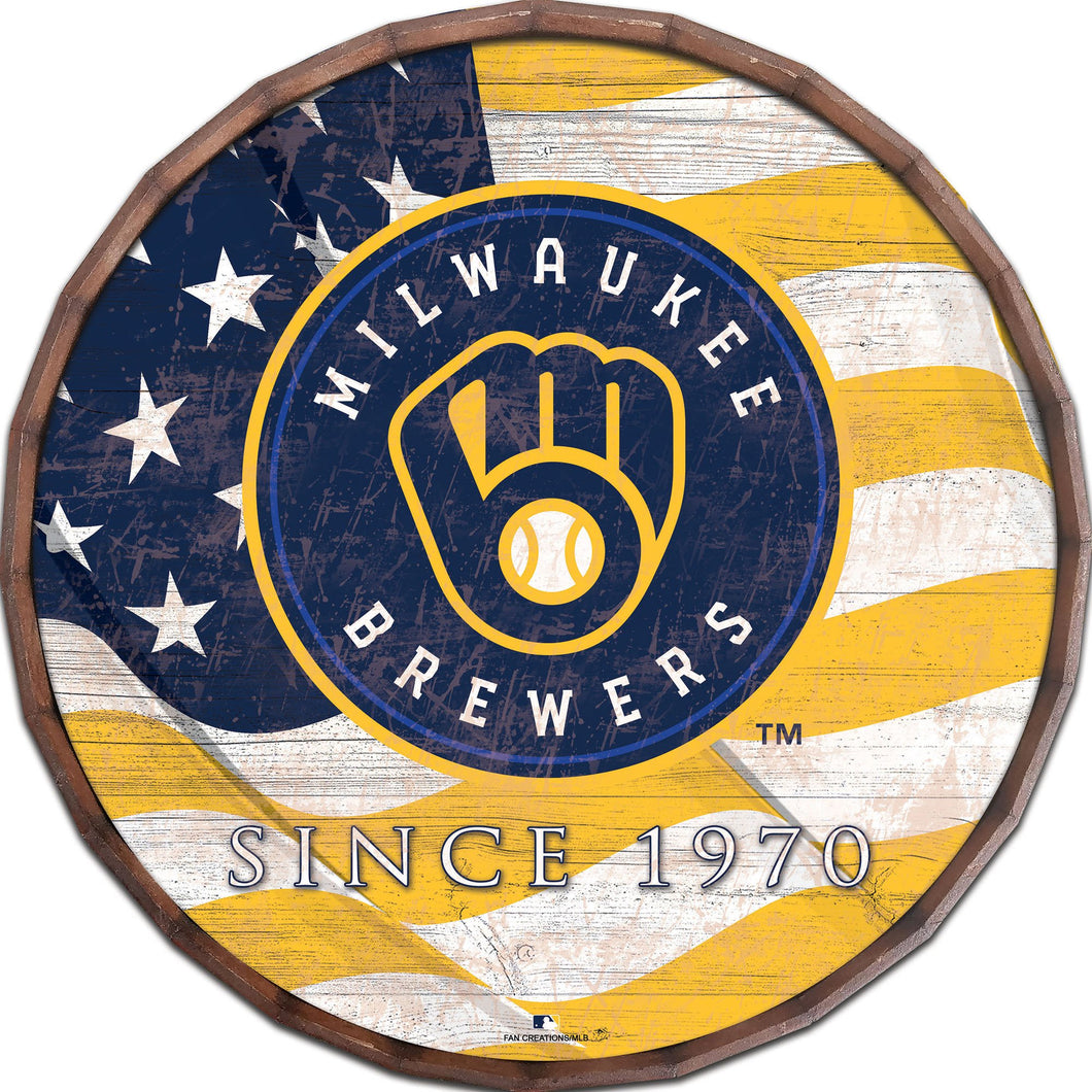 Milwaukee Brewers Flag Barrel Top