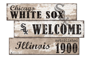 Chicago White Sox Welcome 3 Plank Wood Sign