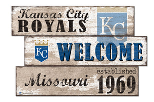 Kansas City Royals Welcome 3 Plank Wood Sign