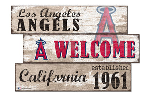 Los Angeles Angels Welcome 3 Plank Wood Sign