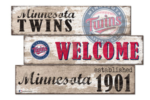 Minnesota Twins Welcome 3 Plank Wood Sign