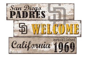 San Diego Padres Welcome 3 Plank Wood Sign