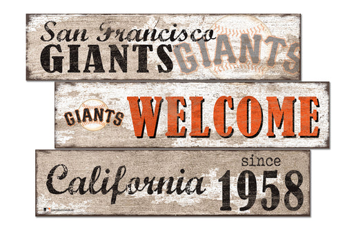 San Francisco Giants Welcome 3 Plank Wood Sign