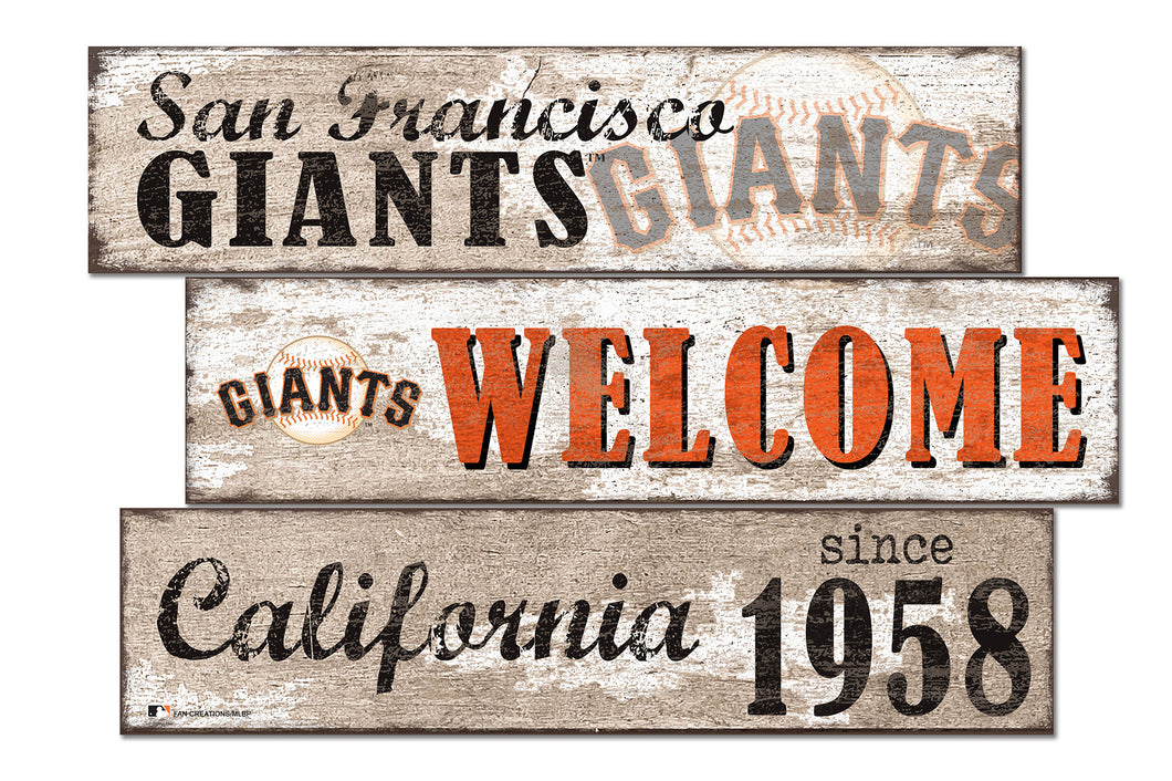 San Francisco Giants Welcome 3 Plank Wood Sign
