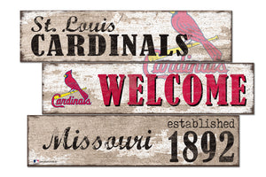 St. Louis Cardinals Welcome 3 Plank Wood Sign