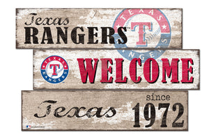 Texas Rangers Welcome 3 Plank Wood Sign