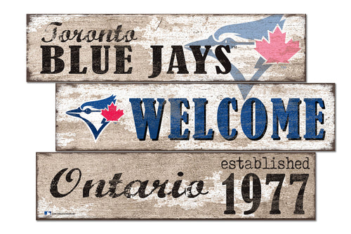 Toronto Blue Jays Welcome 3 Plank Wood Sign