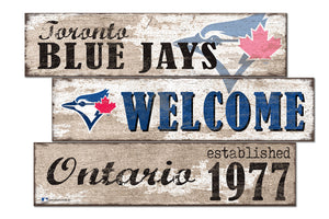 Toronto Blue Jays Welcome 3 Plank Wood Sign
