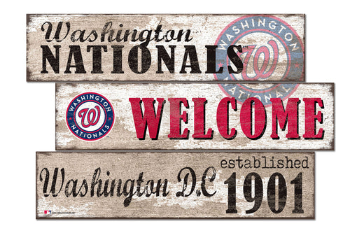 Washington Nationals Welcome 3 Plank Wood Sign