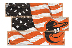 Baltimore Orioles Flag Plank Wood Sign
