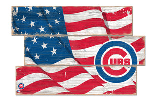 Chicago Cubs Flag Plank Wood Sign