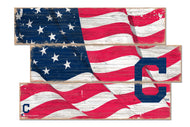 Cleveland Indians Flag Plank Wood Sign
