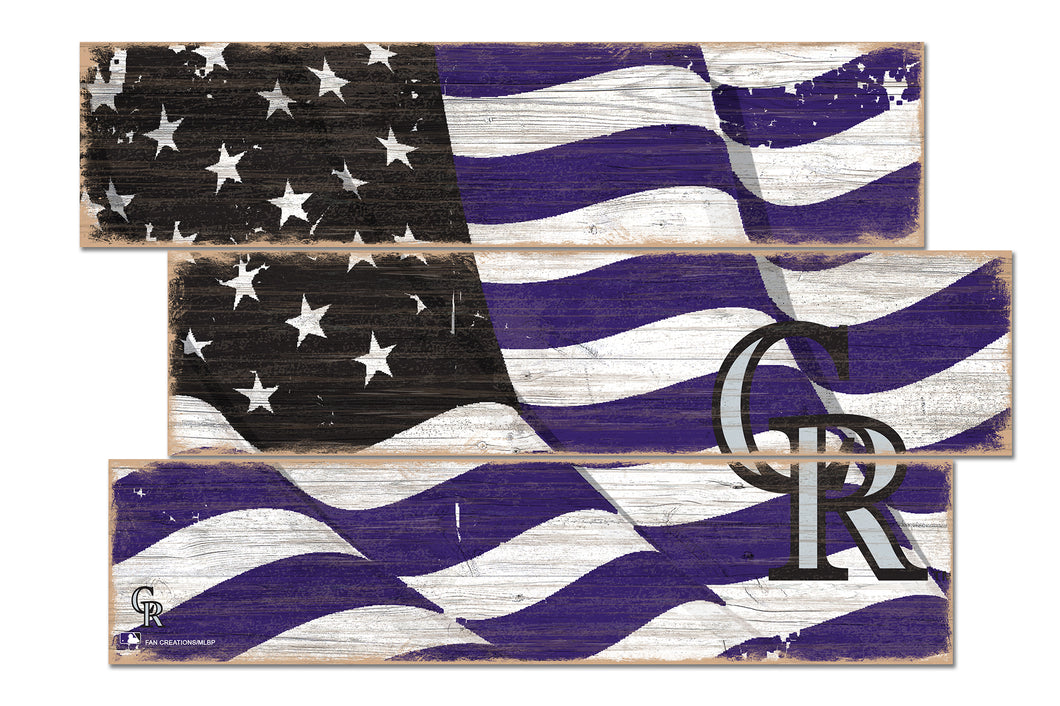 Colorado Rockies Flag Plank Wood Sign
