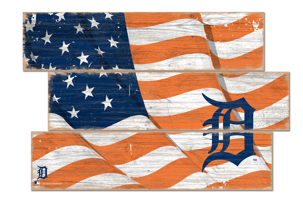 Detroit Tigers Flag Plank Wood Sign
