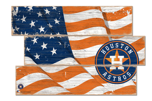 Houston Astros Flag Plank Wood Sign