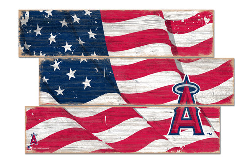 Los Angeles Angels Flag Plank Wood Sign