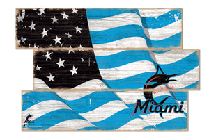 Miami Marlins Flag Plank Wood Sign