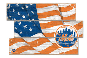 New York Mets Flag Plank Wood Sign