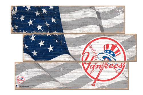 New York Yankees Flag Plank Wood Sign