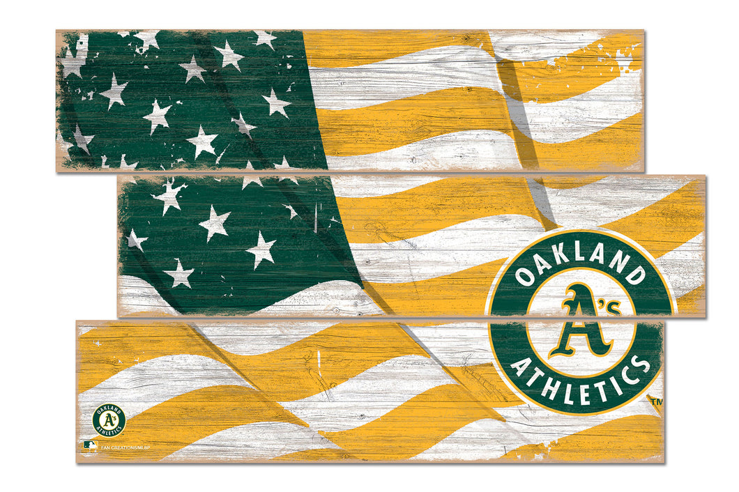 Oakland Athletics Flag Plank Wood Sign