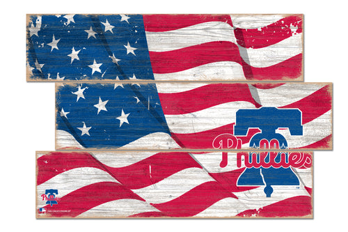 Philadelphia Phillies Flag Plank Wood Sign