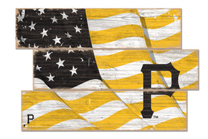 Pittsburgh Pirates Flag Plank Wood Sign