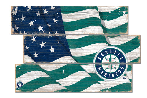 Seattle Mariners Flag Plank Wood Sign