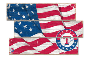 Texas Rangers Flag Plank Wood Sign
