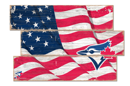 Toronto Blue Jays Flag Plank Wood Sign