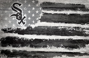 Chicago White Sox Rustic Flag Wood Sign - 17"x26"