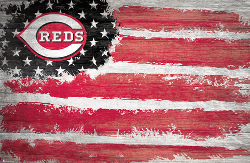 Cincinnati Reds Rustic Flag Wood Sign - 17