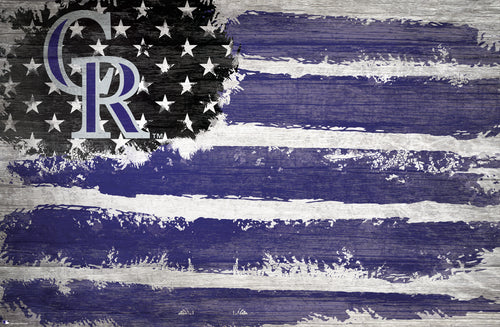 Colorado Rockies Rustic Flag Wood Sign - 17