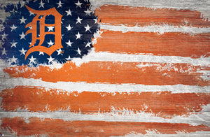 Detroit Tigers Rustic Flag Wood Sign - 17"x26"