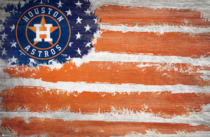 Houston Astros Rustic Flag Wood Sign - 17"x26"
