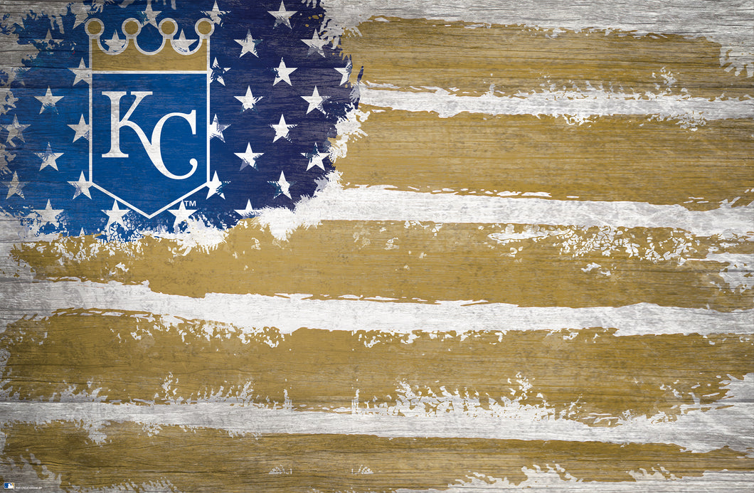 Kansas City Royals Rustic Flag Wood Sign - 17