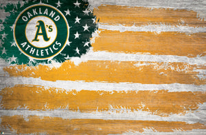 Oakland Athletics Rustic Flag Wood Sign - 17"x26"