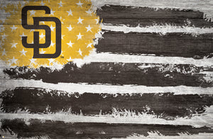San Diego Padres Rustic Flag Wood Sign - 17"x26"