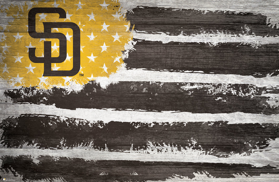 San Diego Padres Rustic Flag Wood Sign - 17