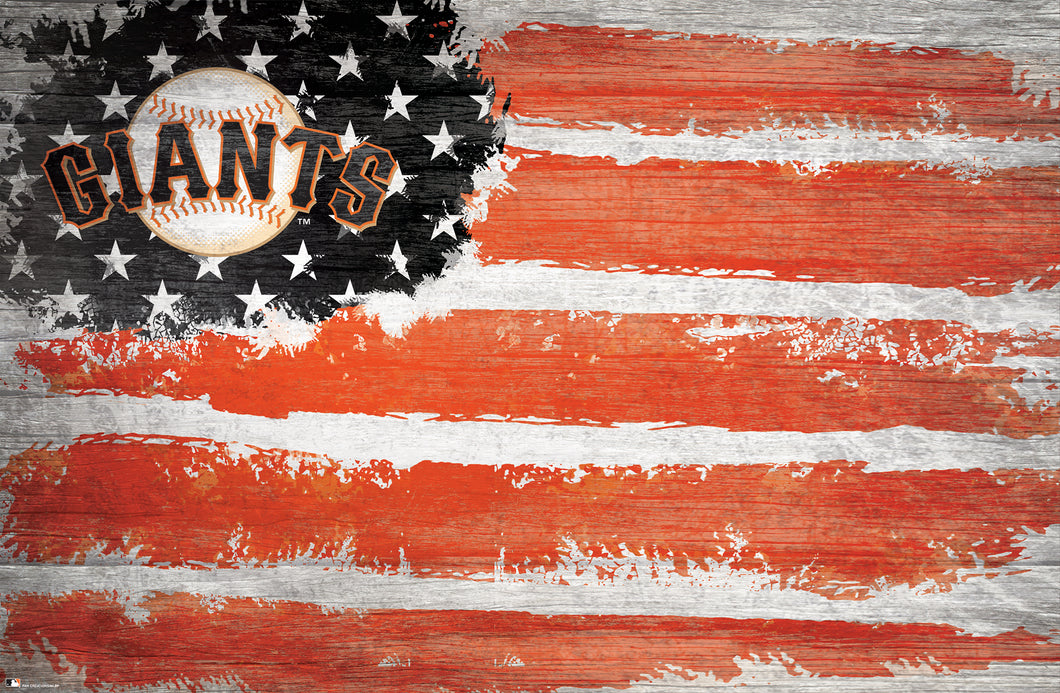 San Francisco Giants Rustic Flag Wood Sign - 17