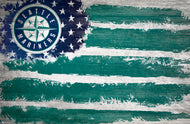 Seattle Mariners Rustic Flag Wood Sign - 17"x26"