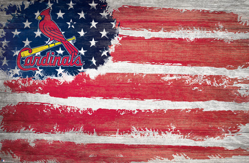 St. Louis Cardinals Rustic Flag Wood Sign - 17