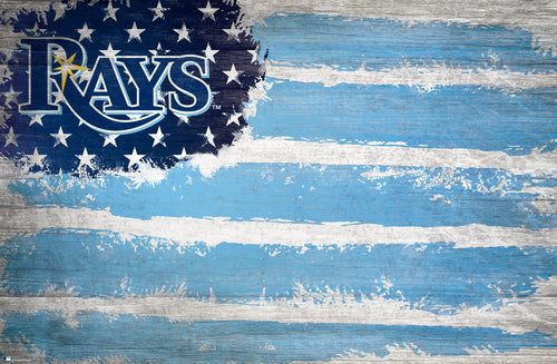 Tampa Bay Rays Rustic Flag Wood Sign - 17