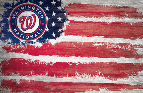 Washington Nationals Rustic Flag Wood Sign - 17