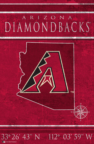 Arizona Diamondbacks Coordinates Wood Sign - 17