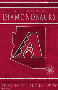 Arizona Diamondbacks Coordinates Wood Sign - 17"x26"