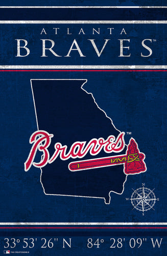 Atlanta Braves Coordinates Wood Sign - 17