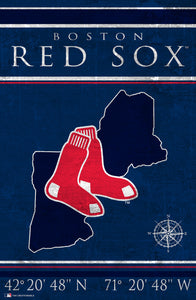Boston Red Sox Coordinates Wood Sign - 17"x26"