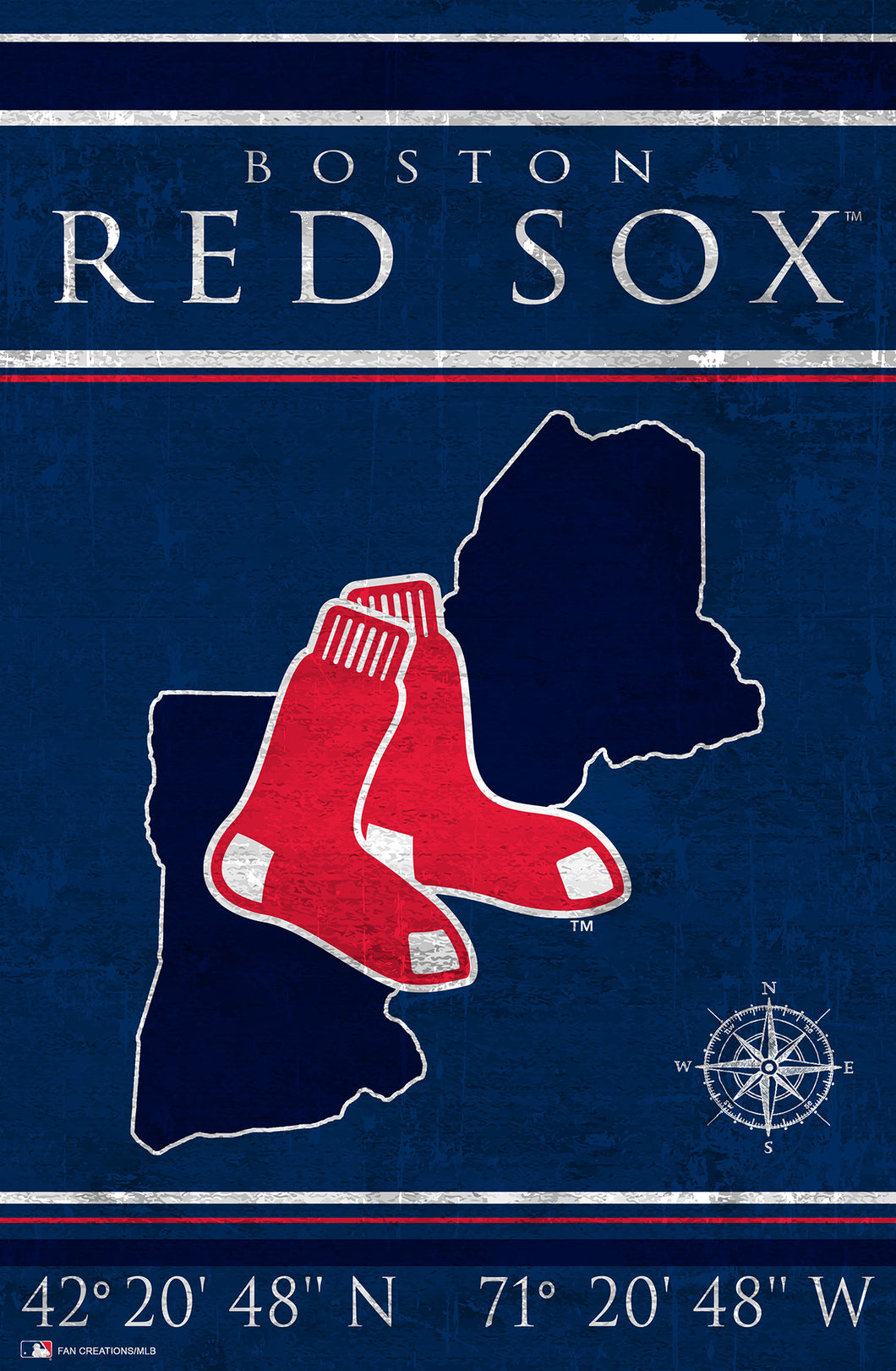 Boston Red Sox Coordinates Wood Sign - 17